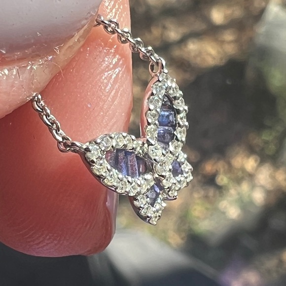 Nicole rose jewelry diamond purple sapphire butterfly necklace - Picture 15 of 16